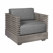 Vivid Outdoor Patio Chair in Gray Eucalyptus Wood with Gray Olefin Cushions - Furniture City (CA)l