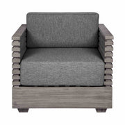 Vivid Outdoor Patio Chair in Gray Eucalyptus Wood with Gray Olefin Cushions - Furniture City (CA)l