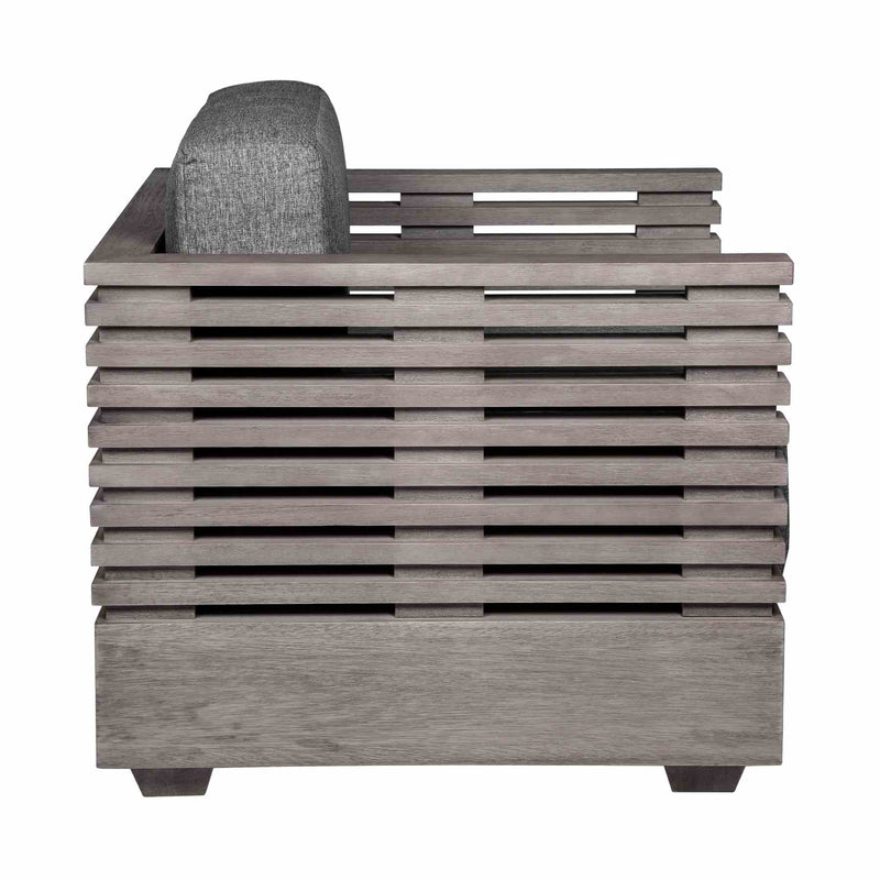 Vivid Outdoor Patio Chair in Gray Eucalyptus Wood with Gray Olefin Cushions - Furniture City (CA)l