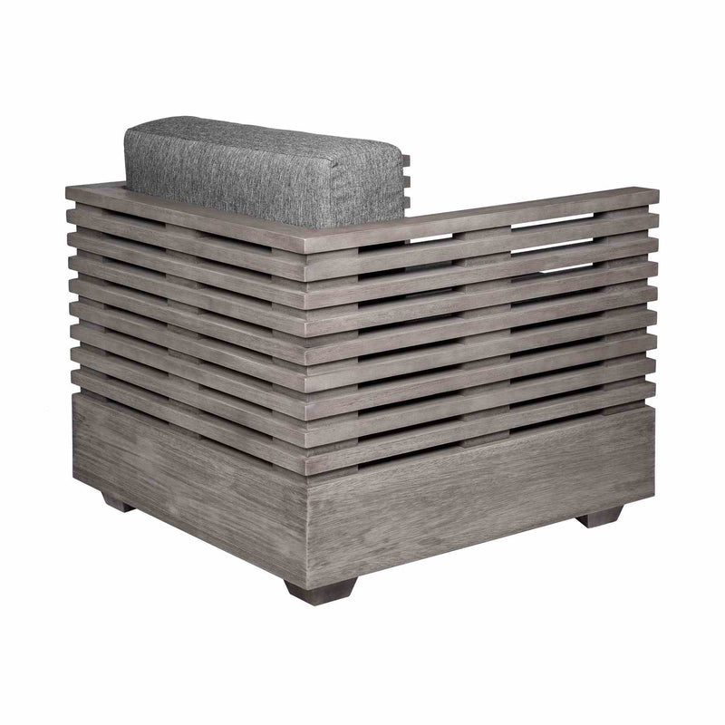 Vivid Outdoor Patio Chair in Gray Eucalyptus Wood with Gray Olefin Cushions - Furniture City (CA)l