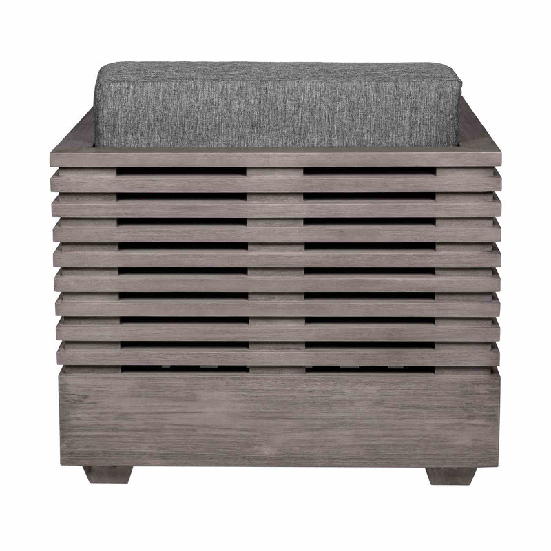 Vivid Outdoor Patio Chair in Gray Eucalyptus Wood with Gray Olefin Cushions - Furniture City (CA)l