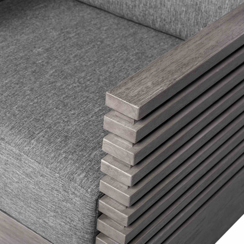 Vivid Outdoor Patio Chair in Gray Eucalyptus Wood with Gray Olefin Cushions - Furniture City (CA)l