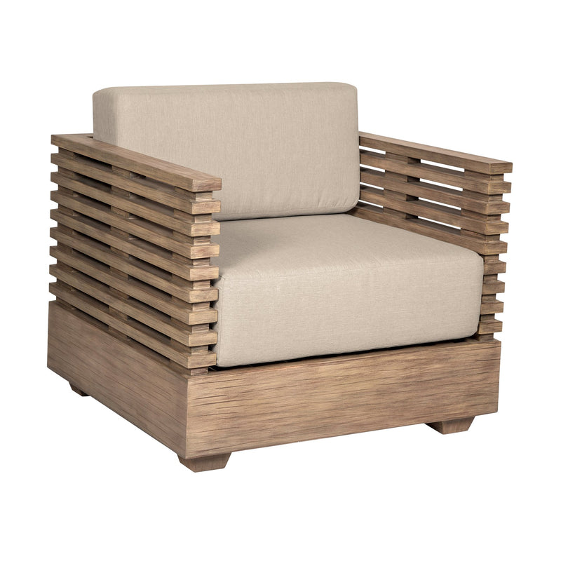 Vivid Outdoor Patio Chair in Light Eucalyptus Wood with Taupe Olefin Cushions - Furniture City (CA)l