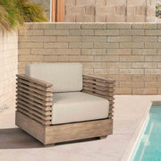 Vivid Outdoor Patio Chair in Light Eucalyptus Wood with Taupe Olefin Cushions - Furniture City (CA)l
