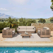 Vivid Outdoor Patio Chair in Light Eucalyptus Wood with Taupe Olefin Cushions - Furniture City (CA)l