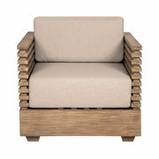 Vivid Outdoor Patio Chair in Light Eucalyptus Wood with Taupe Olefin Cushions - Furniture City (CA)l