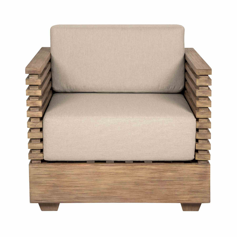 Vivid Outdoor Patio Chair in Light Eucalyptus Wood with Taupe Olefin Cushions - Furniture City (CA)l
