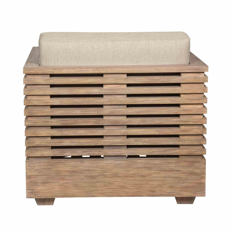 Vivid Outdoor Patio Chair in Light Eucalyptus Wood with Taupe Olefin Cushions - Furniture City (CA)l