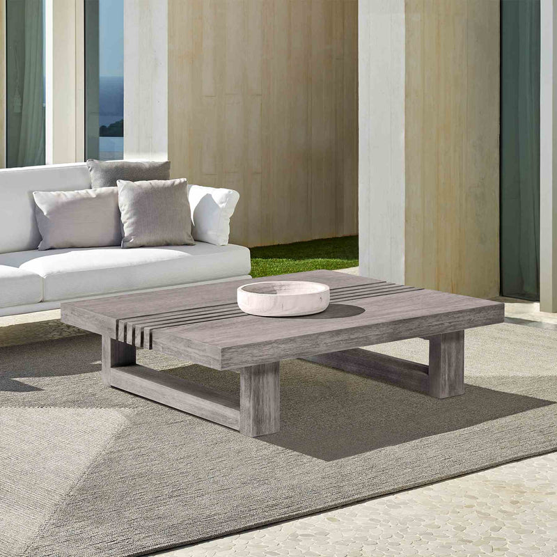 Vivid Outdoor Patio Coffee Table in Gray Eucalyptus Wood - Furniture City (CA)l