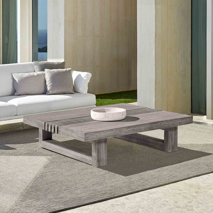 Vivid Outdoor Patio Coffee Table in Gray Eucalyptus Wood