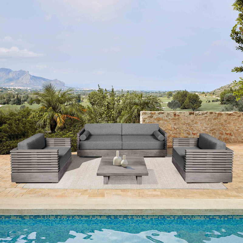 Vivid Outdoor Patio Coffee Table in Gray Eucalyptus Wood - Furniture City (CA)l
