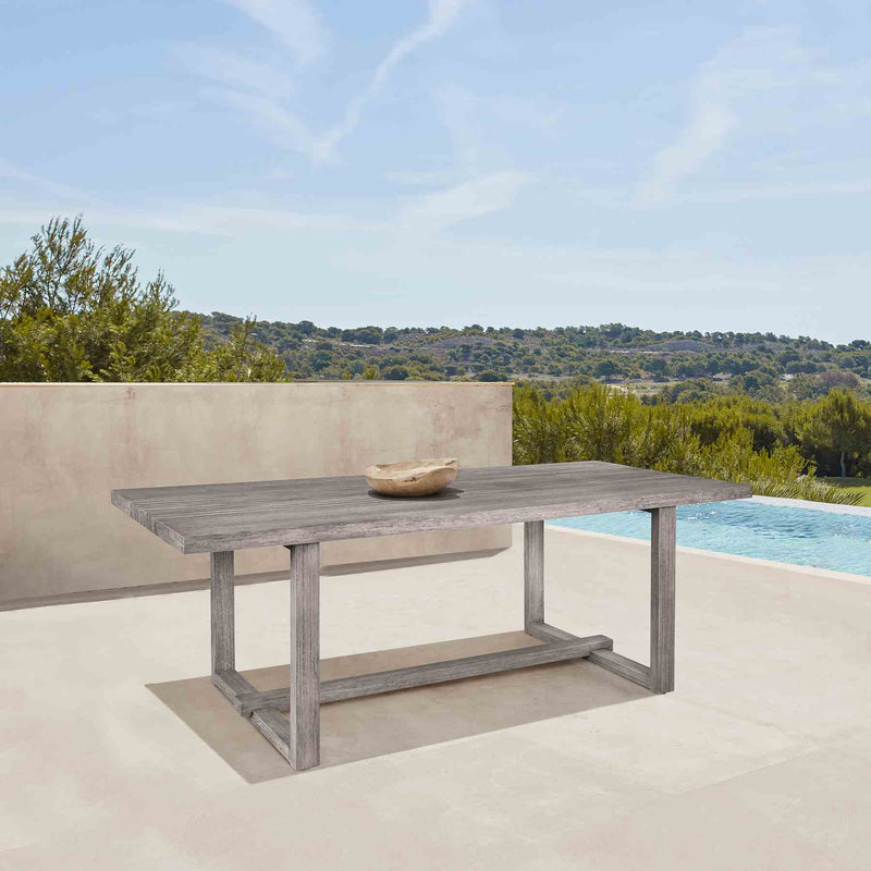 Vivid Outdoor Patio Dining Table in Gray Eucalyptus Wood - Furniture City (CA)l