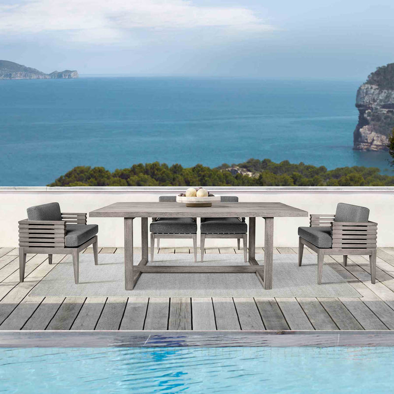 Vivid Outdoor Patio Dining Table in Gray Eucalyptus Wood - Furniture City (CA)l