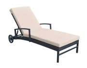Vida Outdoor Wicker Lounge Chair with Water Resistant Beige Fabric Cushion - Furniture City (CA)l