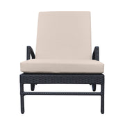 Vida Outdoor Wicker Lounge Chair with Water Resistant Beige Fabric Cushion - Furniture City (CA)l
