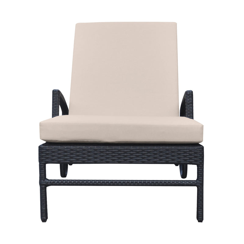 Vida Outdoor Wicker Lounge Chair with Water Resistant Beige Fabric Cushion - Furniture City (CA)l