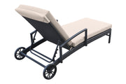 Vida Outdoor Wicker Lounge Chair with Water Resistant Beige Fabric Cushion - Furniture City (CA)l