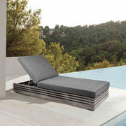 Vivid Outdoor Patio Chaise Lounge Chair in Gray Eucalyptus Wood with Gray Olefin Cushions - Furniture City (CA)l