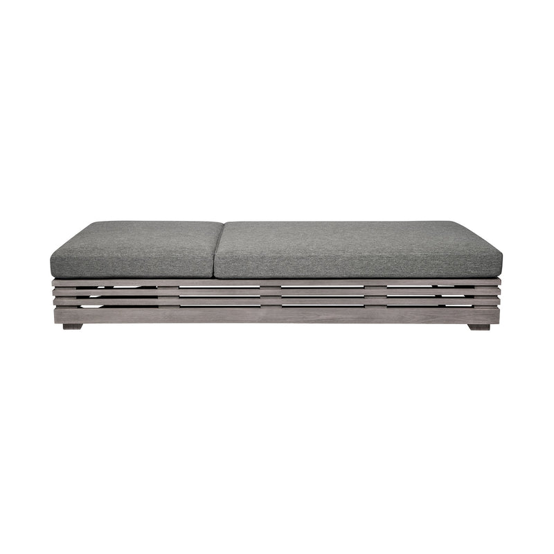 Vivid Outdoor Patio Chaise Lounge Chair in Gray Eucalyptus Wood with Gray Olefin Cushions - Furniture City (CA)l