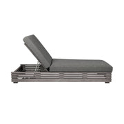 Vivid Outdoor Patio Chaise Lounge Chair in Gray Eucalyptus Wood with Gray Olefin Cushions - Furniture City (CA)l