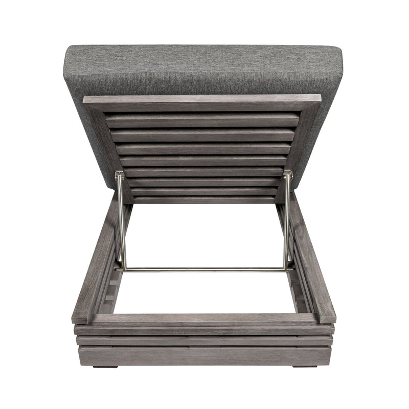 Vivid Outdoor Patio Chaise Lounge Chair in Gray Eucalyptus Wood with Gray Olefin Cushions - Furniture City (CA)l