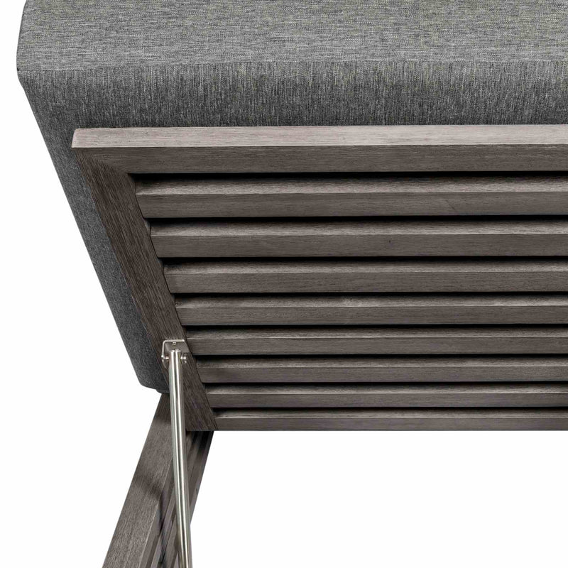 Vivid Outdoor Patio Chaise Lounge Chair in Gray Eucalyptus Wood with Gray Olefin Cushions - Furniture City (CA)l