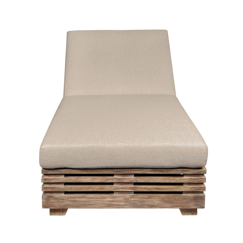 Vivid Outdoor Patio Chaise Lounge Chair in Light Eucalyptus Wood with Taupe Olefin Cushions - Furniture City (CA)l