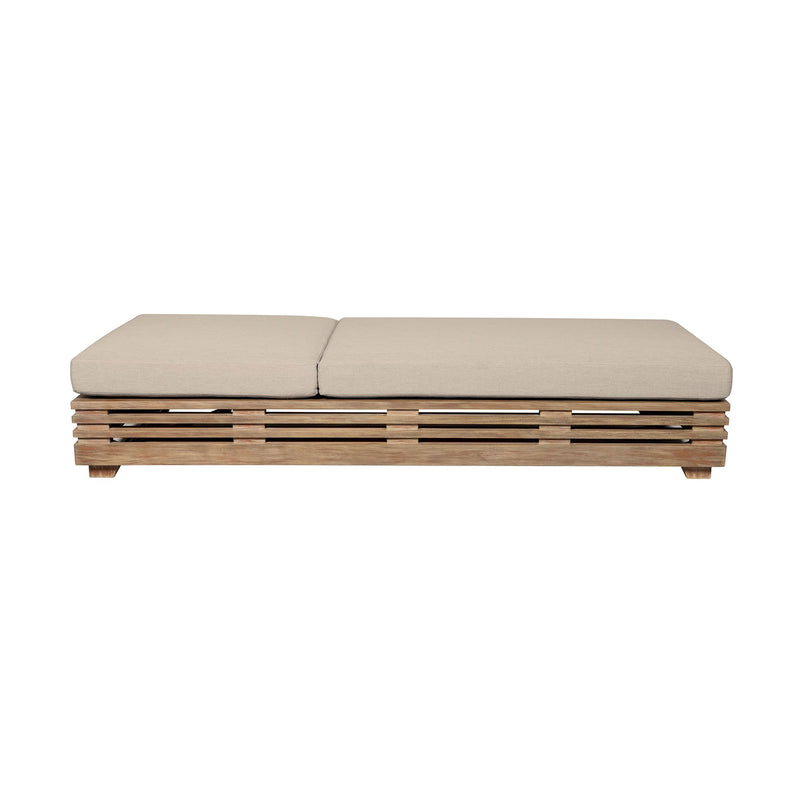 Vivid Outdoor Patio Chaise Lounge Chair in Light Eucalyptus Wood with Taupe Olefin Cushions - Furniture City (CA)l