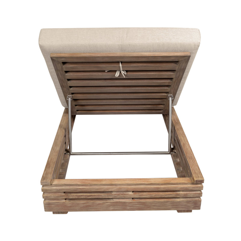 Vivid Outdoor Patio Chaise Lounge Chair in Light Eucalyptus Wood with Taupe Olefin Cushions - Furniture City (CA)l
