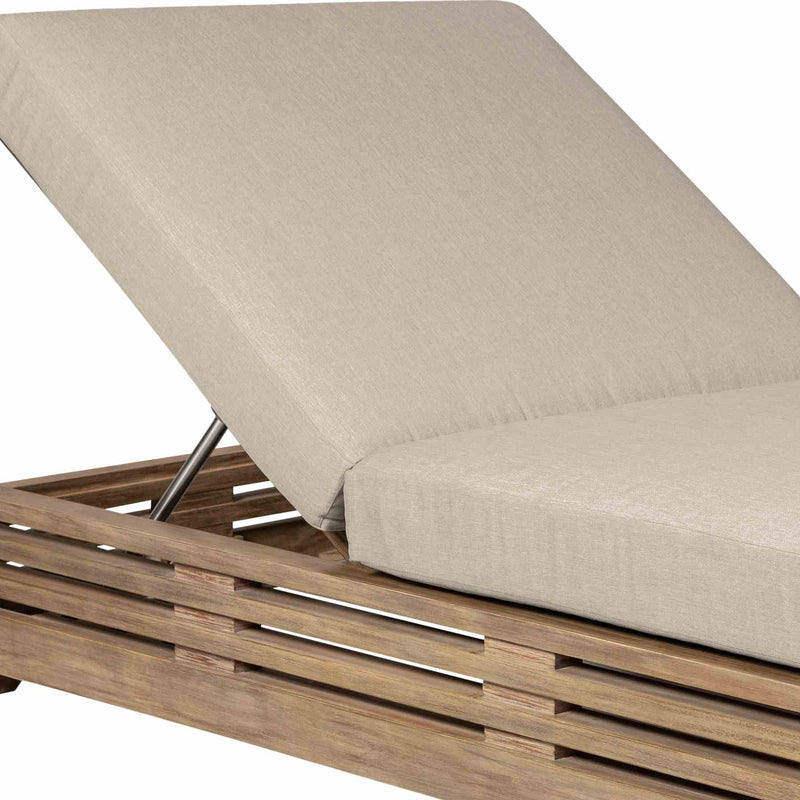 Vivid Outdoor Patio Chaise Lounge Chair in Light Eucalyptus Wood with Taupe Olefin Cushions - Furniture City (CA)l