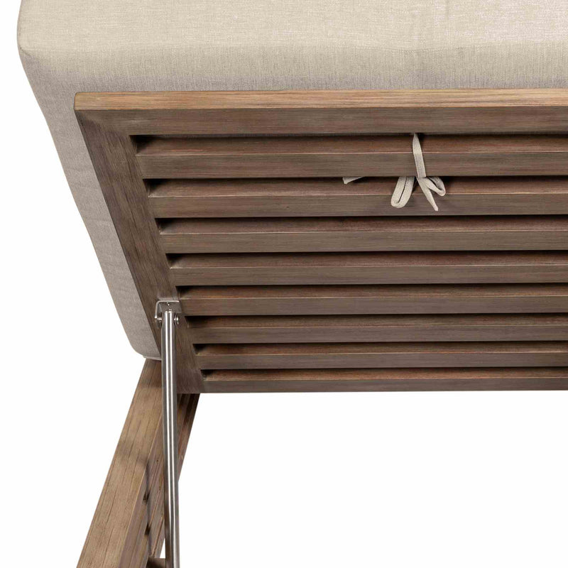 Vivid Outdoor Patio Chaise Lounge Chair in Light Eucalyptus Wood with Taupe Olefin Cushions - Furniture City (CA)l