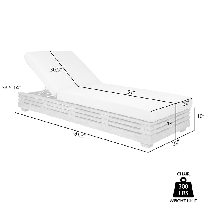 Vivid Outdoor Patio Chaise Lounge Chair in Light Eucalyptus Wood with Taupe Olefin Cushions