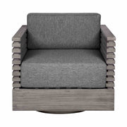 Vivid Swivel Outdoor Patio Chair in Gray Eucalyptus Wood with Gray Olefin Cushions - Furniture City (CA)l