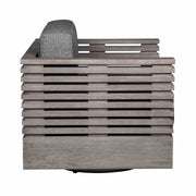 Vivid Swivel Outdoor Patio Chair in Gray Eucalyptus Wood with Gray Olefin Cushions - Furniture City (CA)l