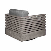 Vivid Swivel Outdoor Patio Chair in Gray Eucalyptus Wood with Gray Olefin Cushions - Furniture City (CA)l