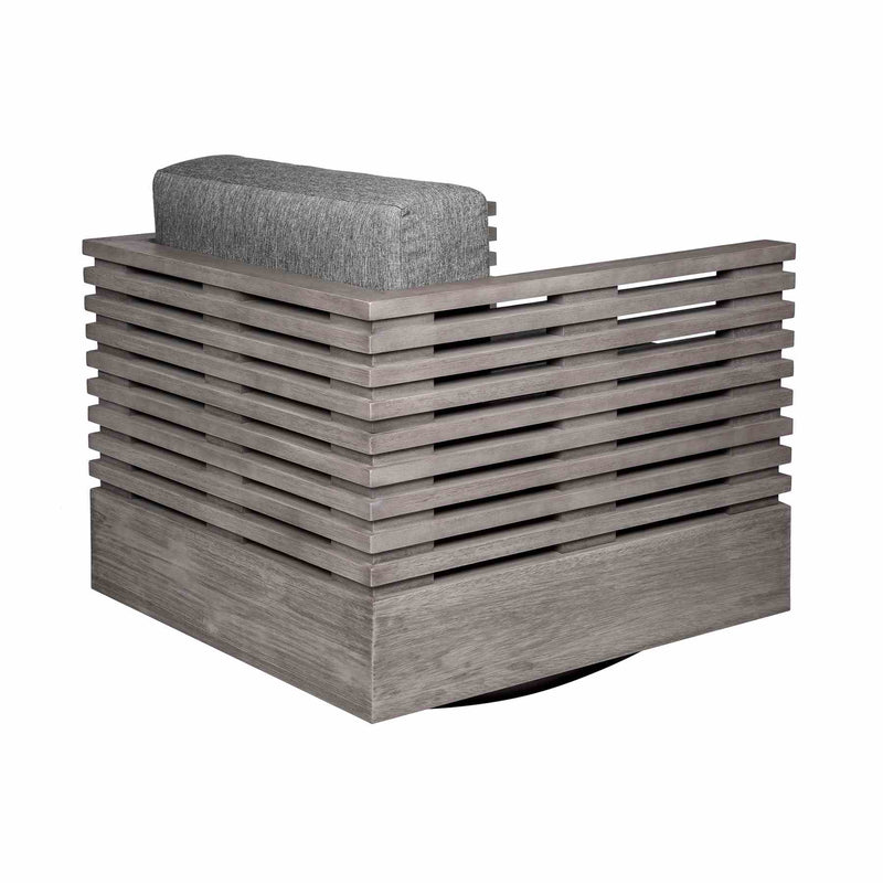 Vivid Swivel Outdoor Patio Chair in Gray Eucalyptus Wood with Gray Olefin Cushions - Furniture City (CA)l