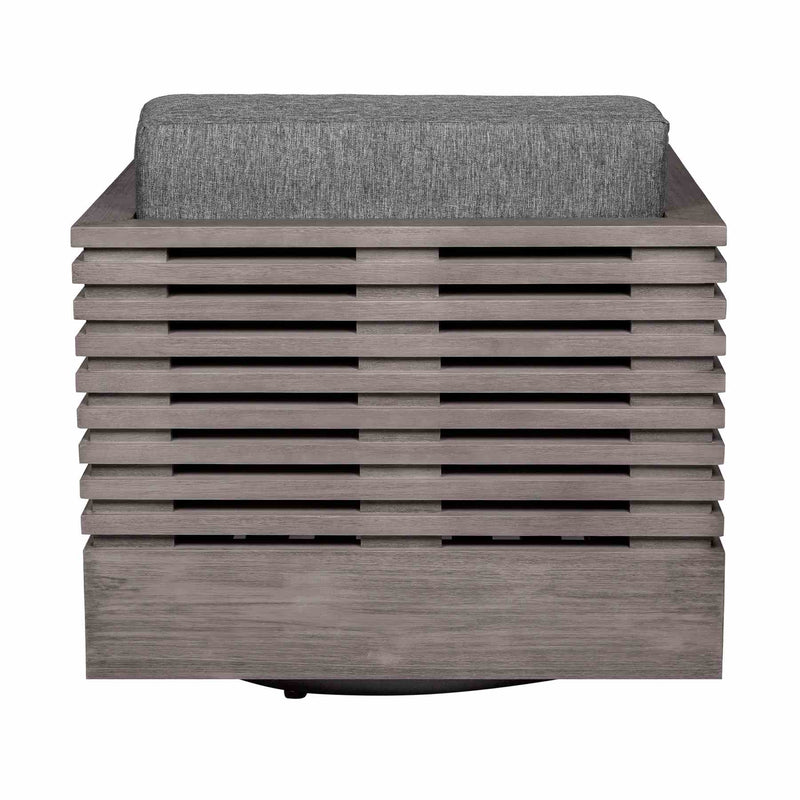 Vivid Swivel Outdoor Patio Chair in Gray Eucalyptus Wood with Gray Olefin Cushions - Furniture City (CA)l