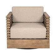 Vivid Swivel Outdoor Patio Chair in Light Eucalyptus Wood with Taupe Olefin Cushions - Furniture City (CA)l