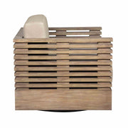 Vivid Swivel Outdoor Patio Chair in Light Eucalyptus Wood with Taupe Olefin Cushions - Furniture City (CA)l