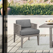 Vivid Outdoor Patio Dining Chair in Gray Eucalyptus Wood with Gray Olefin Cushions - Furniture City (CA)l