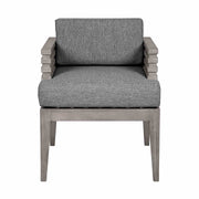 Vivid Outdoor Patio Dining Chair in Gray Eucalyptus Wood with Gray Olefin Cushions - Furniture City (CA)l