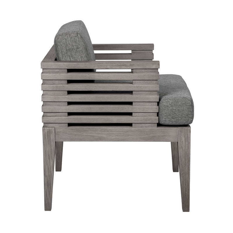 Vivid Outdoor Patio Dining Chair in Gray Eucalyptus Wood with Gray Olefin Cushions - Furniture City (CA)l