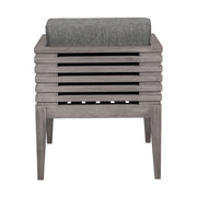 Vivid Outdoor Patio Dining Chair in Gray Eucalyptus Wood with Gray Olefin Cushions - Furniture City (CA)l