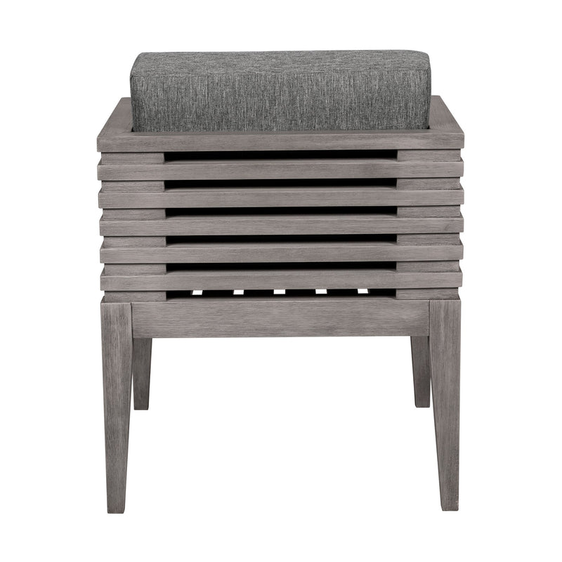 Vivid Outdoor Patio Dining Chair in Gray Eucalyptus Wood with Gray Olefin Cushions - Furniture City (CA)l