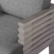 Vivid Outdoor Patio Dining Chair in Gray Eucalyptus Wood with Gray Olefin Cushions - Furniture City (CA)l