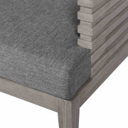Vivid Outdoor Patio Dining Chair in Gray Eucalyptus Wood with Gray Olefin Cushions - Furniture City (CA)l