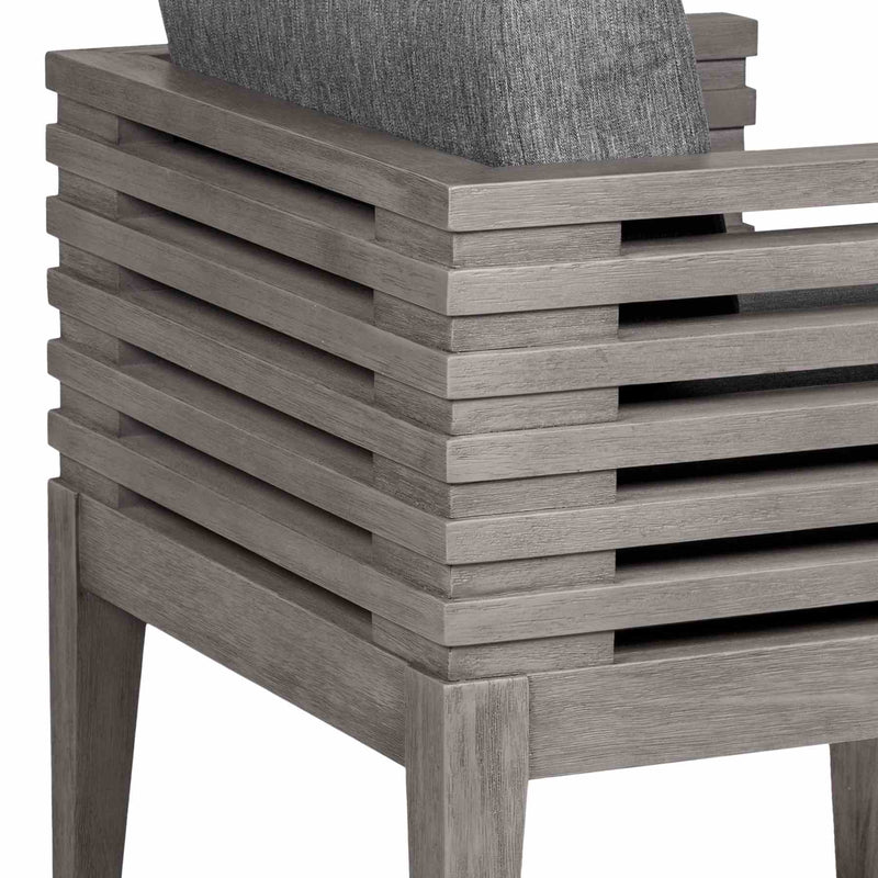 Vivid Outdoor Patio Dining Chair in Gray Eucalyptus Wood with Gray Olefin Cushions - Furniture City (CA)l