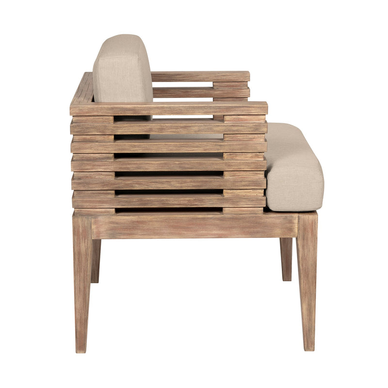 Vivid Outdoor Patio Dining Chair in Light Eucalyptus Wood with Taupe Olefin Cushions - Furniture City (CA)l