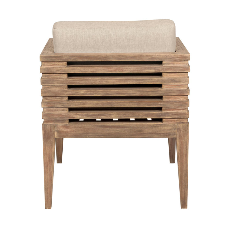 Vivid Outdoor Patio Dining Chair in Light Eucalyptus Wood with Taupe Olefin Cushions - Furniture City (CA)l
