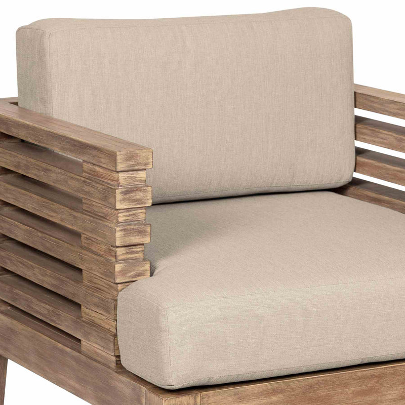 Vivid Outdoor Patio Dining Chair in Light Eucalyptus Wood with Taupe Olefin Cushions - Furniture City (CA)l